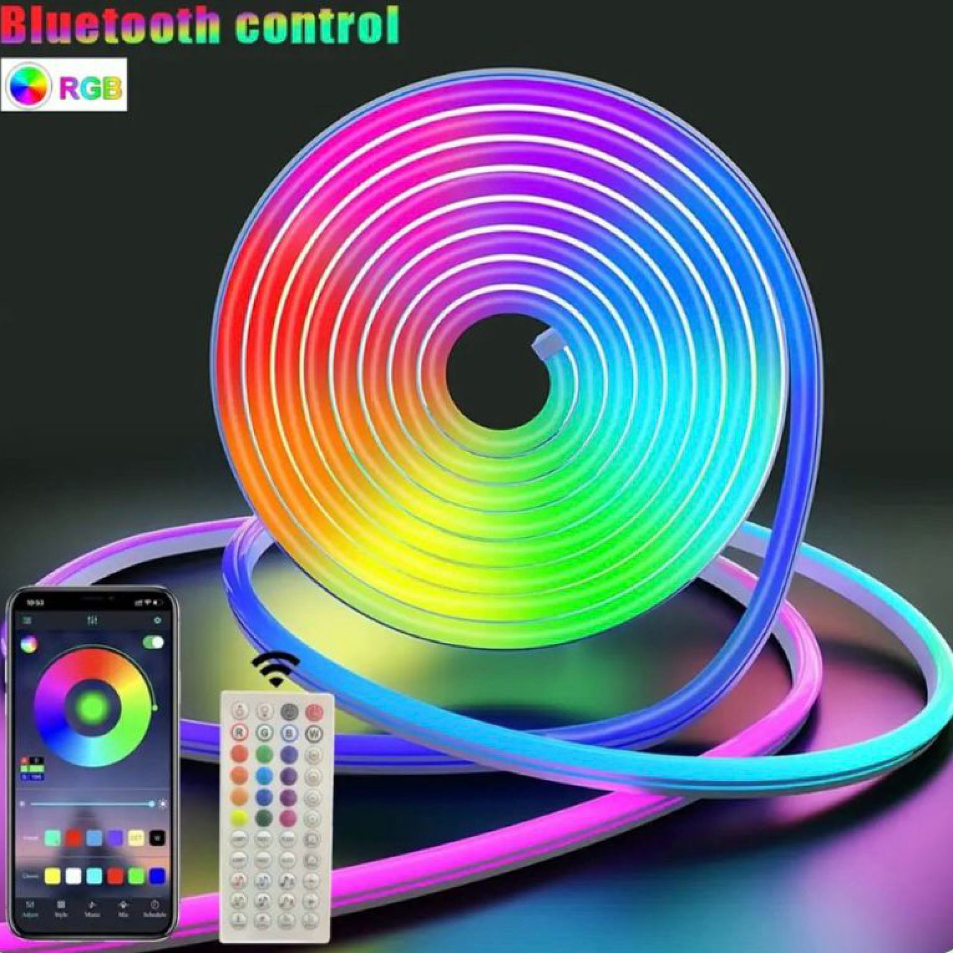 נאון לד 5 אורגן אורות כולל שלט רחוק מחליף צבעים . מוגן מים