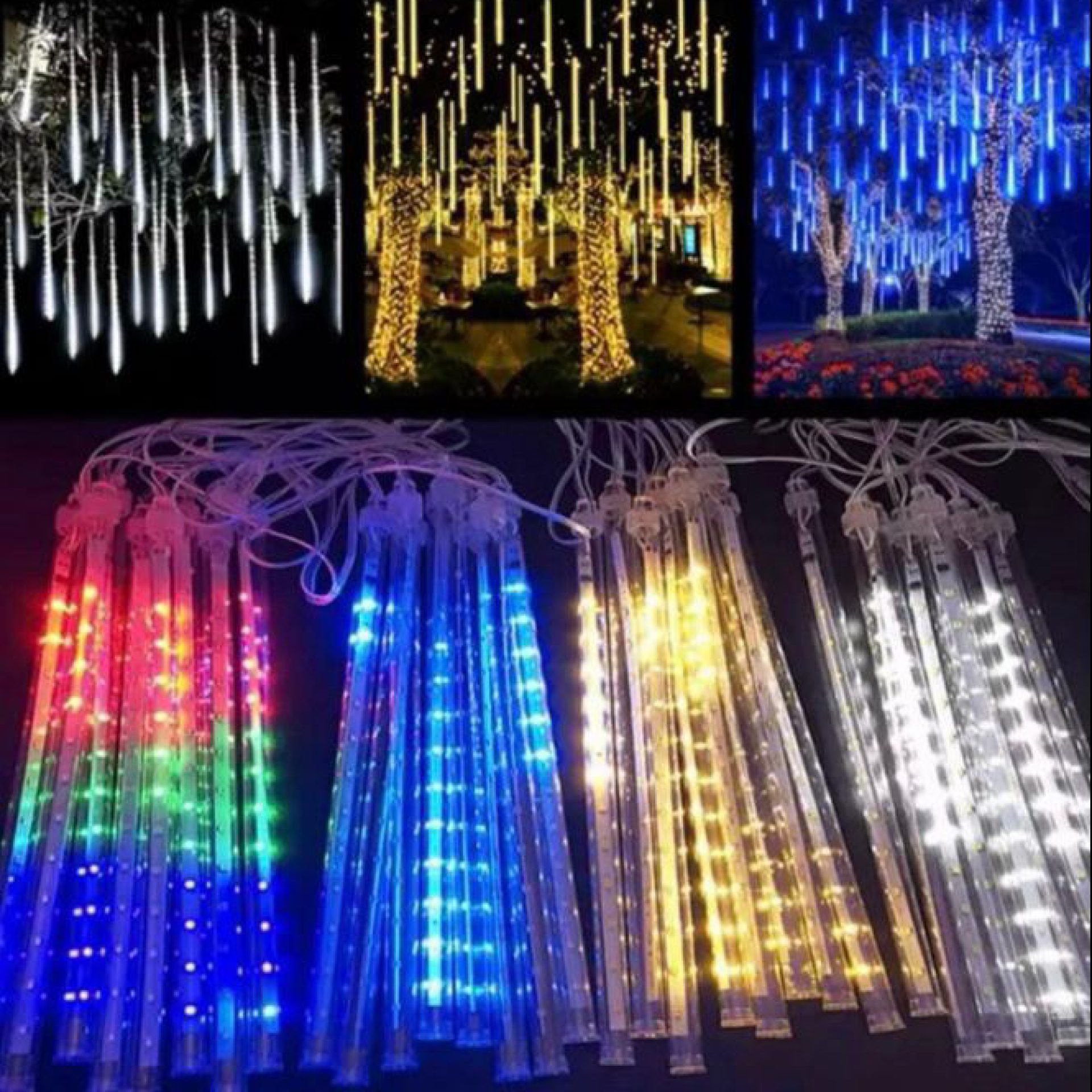 שרשרת 8 מקלות לד נופל מתחבר לשקע חשמל