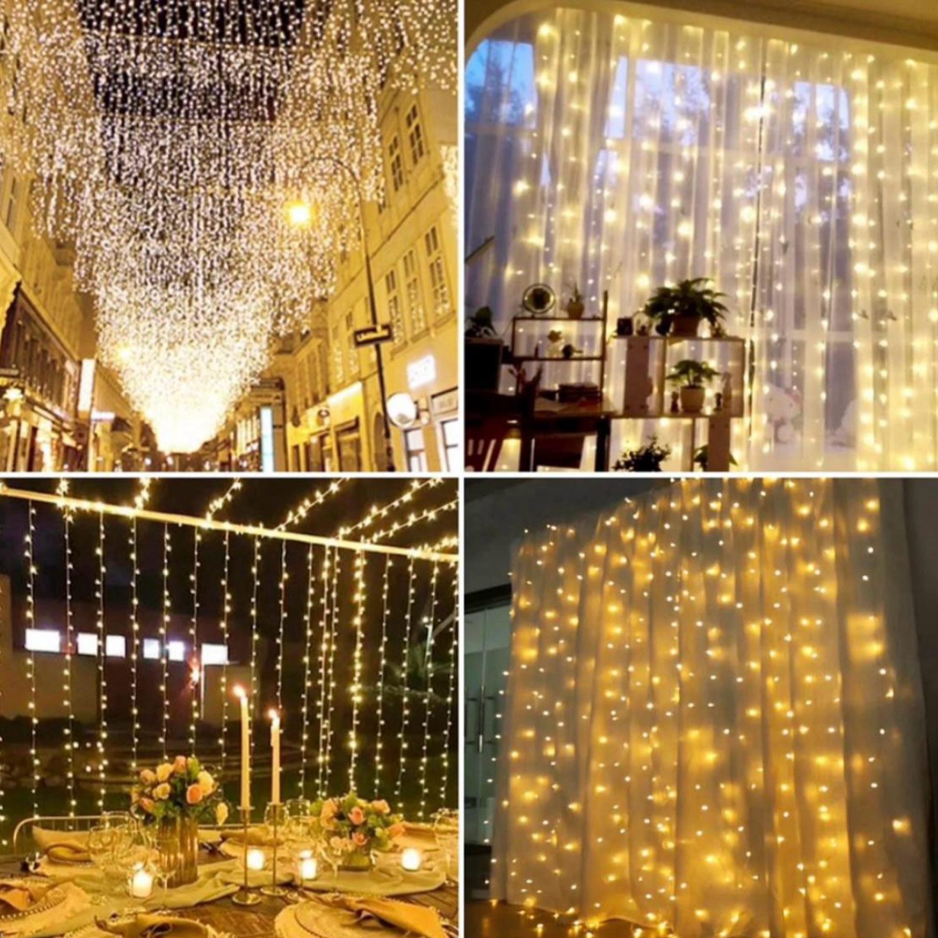 וילון לדים 3x3 מטר מתחבר לשקע חשמל